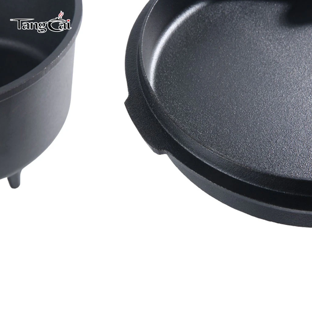 Fabriklieferung: 6QT Gusseisen-Dutch-Ofen mit antihaftbeschichtetem Camping-Kochtopf mit Deckel f&uuml;r robustes Outdoor-Kochgeschirr
