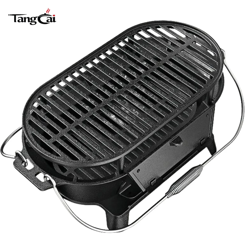 Source Factory Mini Camp Gear Kleiner tragbarer Holzkohlegrill aus Gusseisen, Campingkocher, ideal f&uuml;r Picknick-Partys im Innen- und Au&szlig;enbereich
