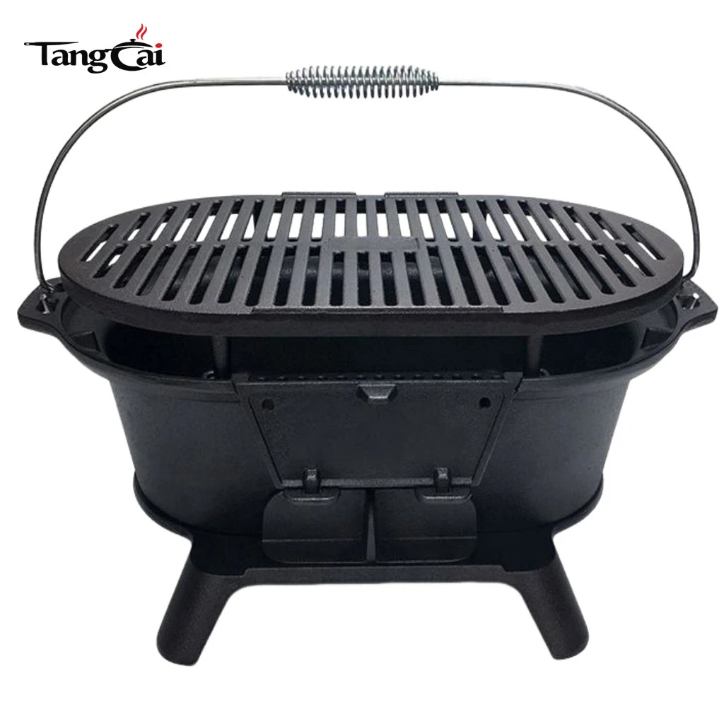 Source Factory Mini Camp Gear Kleiner tragbarer Holzkohlegrill aus Gusseisen, Campingkocher, ideal f&uuml;r Picknick-Partys im Innen- und Au&szlig;enbereich