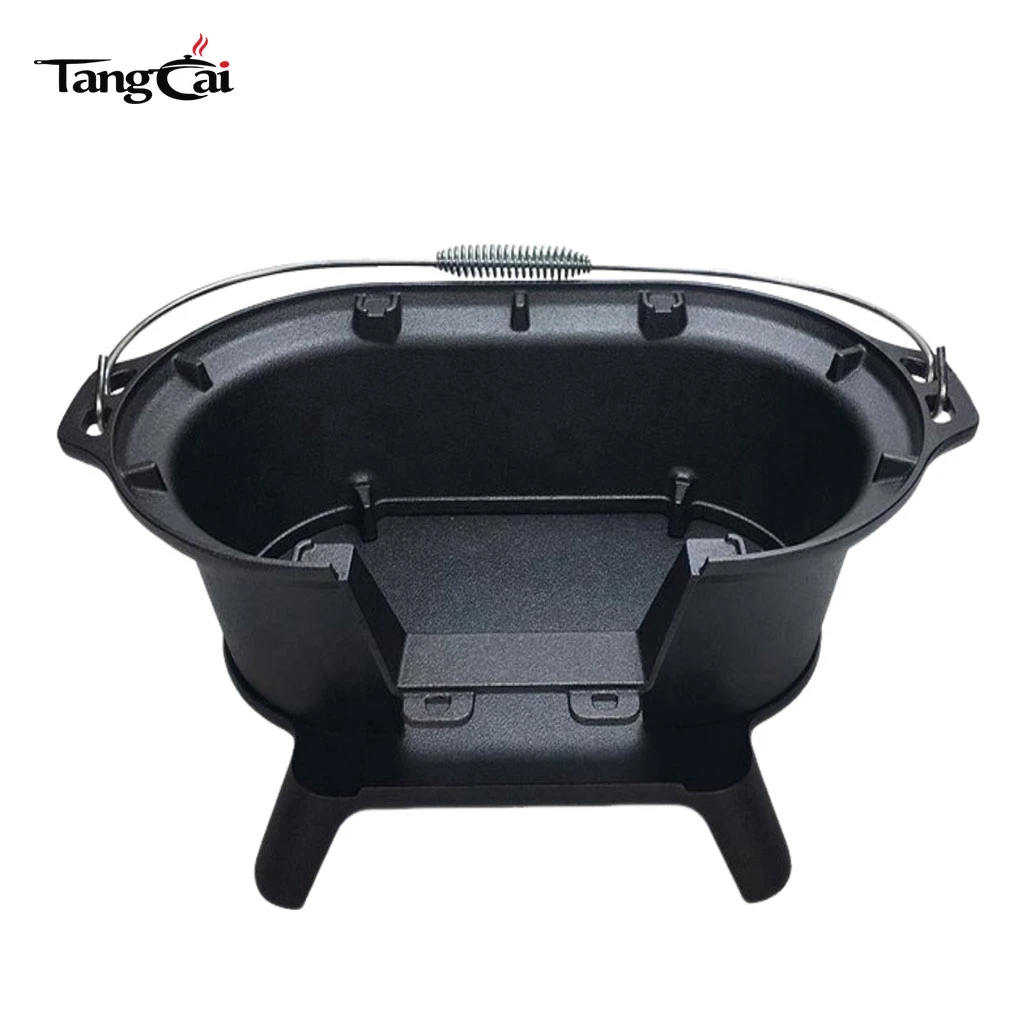Source Factory Mini Camp Gear Kleiner tragbarer Holzkohlegrill aus Gusseisen, Campingkocher, ideal f&uuml;r Picknick-Partys im Innen- und Au&szlig;enbereich