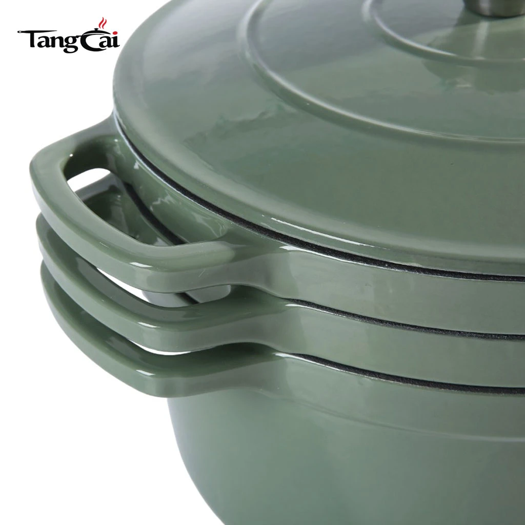 B2B Cookware Expert Hot Sale Stapelbares Emaille-Kochgeschirr-Set 3in1 5QT Topf mit Deckel 10-Zoll-Pfanne 4QT Bratpfanne mit Deckel