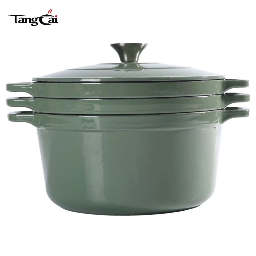 B2B Cookware Expert Hot Sale Stapelbares Emaille-Kochgeschirr-Set 3in1 5QT Topf mit Deckel 10-Zoll-Pfanne 4QT Bratpfanne mit Deckel