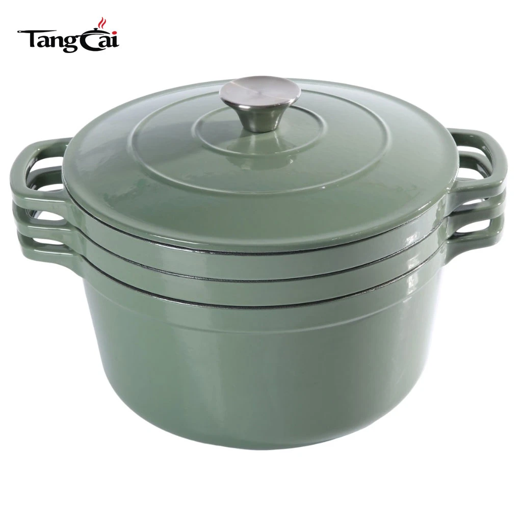 B2B Cookware Expert Hot Sale Stapelbares Emaille-Kochgeschirr-Set 3in1 5QT Topf mit Deckel 10-Zoll-Pfanne 4QT Bratpfanne mit Deckel