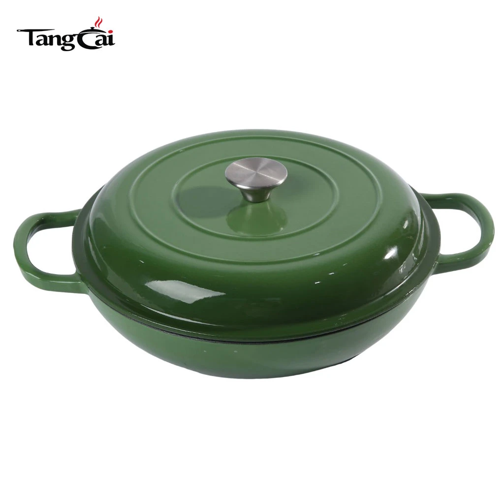 Marktf&uuml;hrendes Design, 3,8 QT, 30&nbsp;cm, flache, emaillierte Schmorpfanne aus Gusseisen f&uuml;r den Schmortopf