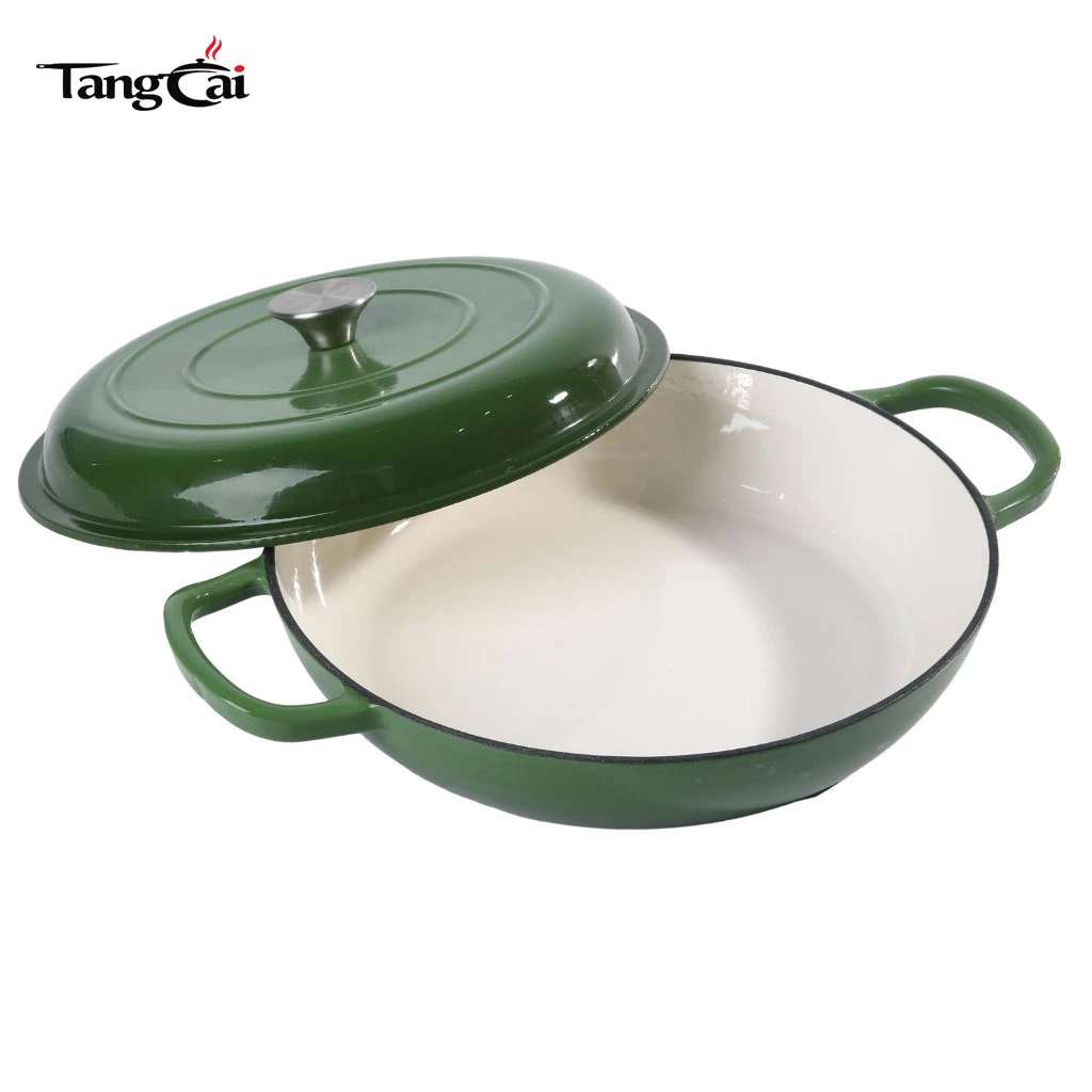 Marktf&uuml;hrendes Design, 3,8 QT, 30&nbsp;cm, flache, emaillierte Schmorpfanne aus Gusseisen f&uuml;r den Schmortopf