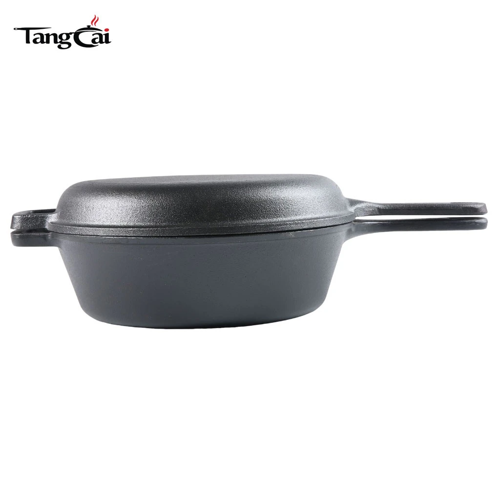 Gusseisen-Kombikocher, PFAS-freier 2-in-1-Dutch-Ofen mit 3,2 Quart und 10-Zoll-Pfanne zum Sauerteigbacken, Braten und Camping