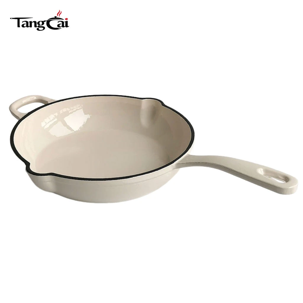 10 Zoll emailliertes Gusseisen Pfanne mit Griffen &ndash; ideal zum Anbraten, Braten und Braten