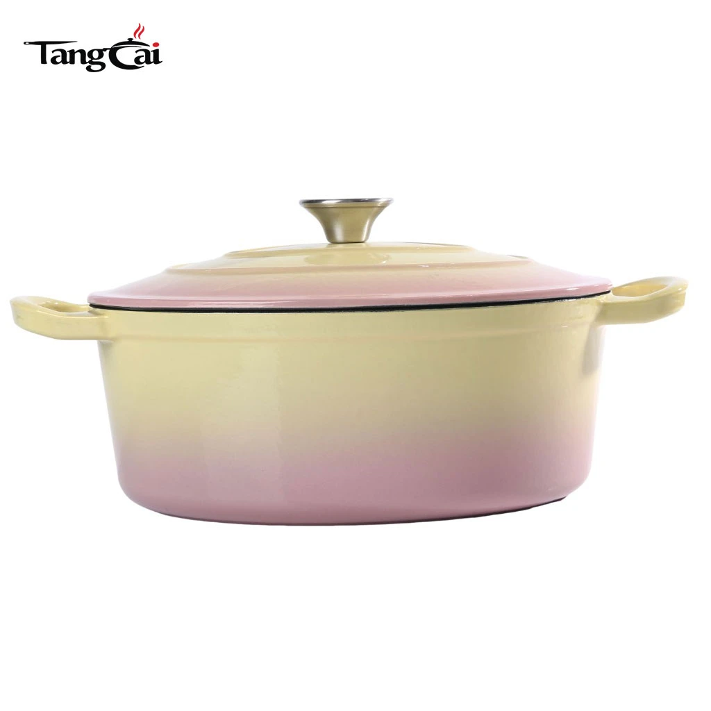 All-in-One-Kochgeschirr 6,5QT ovaler emaillierter Schmortopf aus Gusseisen &ndash; ovaler gro&szlig;er Suppentopf mit Deckel f&uuml;r Heimk&uuml;che und Catering