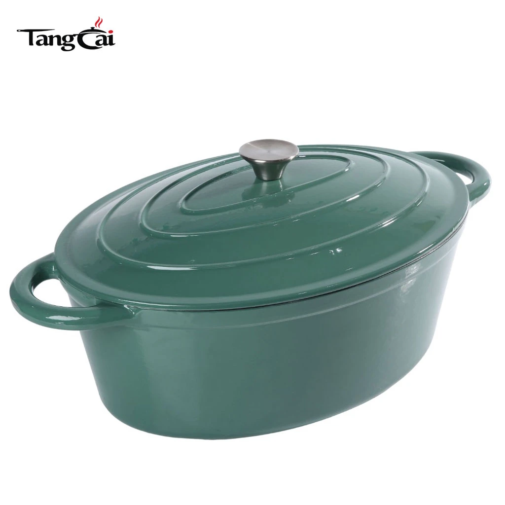 Gro&szlig;er ovaler Dutch Oven aus emailliertem Gusseisen mit 7 Quart Fassungsverm&ouml;gen und Deckel