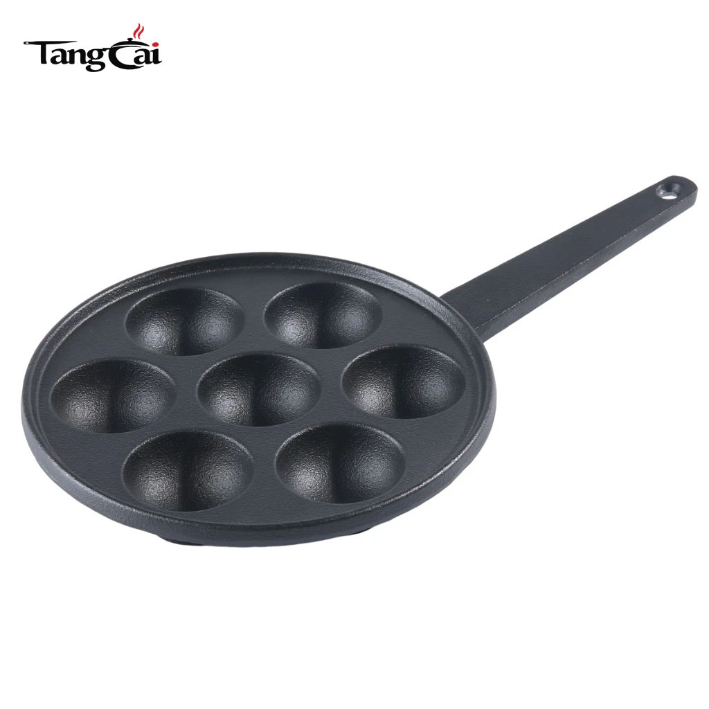 Takoyaki-Pfanne aus Gusseisen mit 7 L&ouml;chern, antihaftbeschichtete, vorgew&uuml;rzte Grillpfanne f&uuml;r Oktopusb&auml;llchen, Pfannkuchen-Puffs