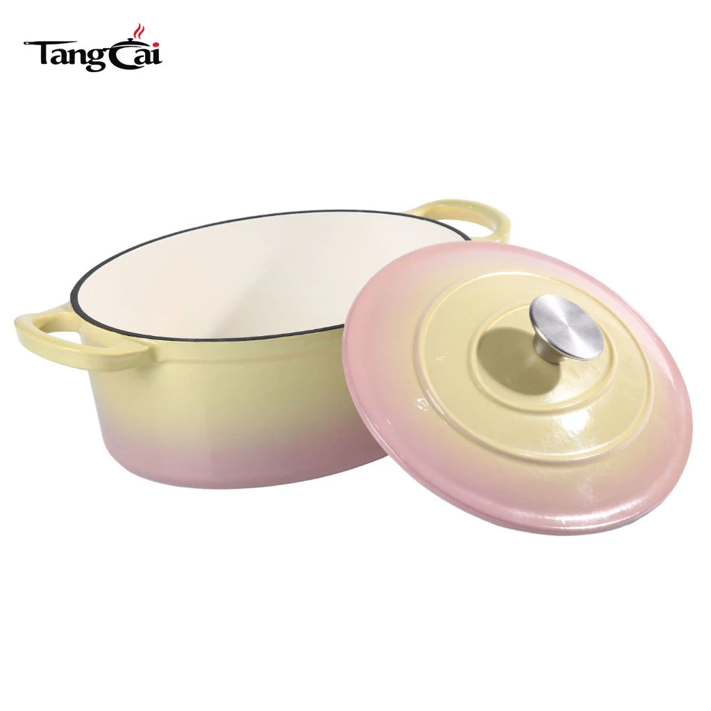 All-in-One-Kochgeschirr 6,5QT ovaler emaillierter Schmortopf aus Gusseisen &ndash; ovaler gro&szlig;er Suppentopf mit Deckel f&uuml;r Heimk&uuml;che und Catering