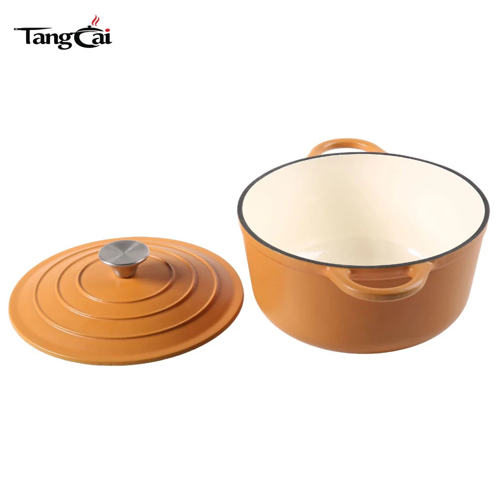 5QT 24 cm emaillierter Schmortopf aus Gusseisen &ndash; runder Schmortopf, ofenfest bis 500 &deg;F