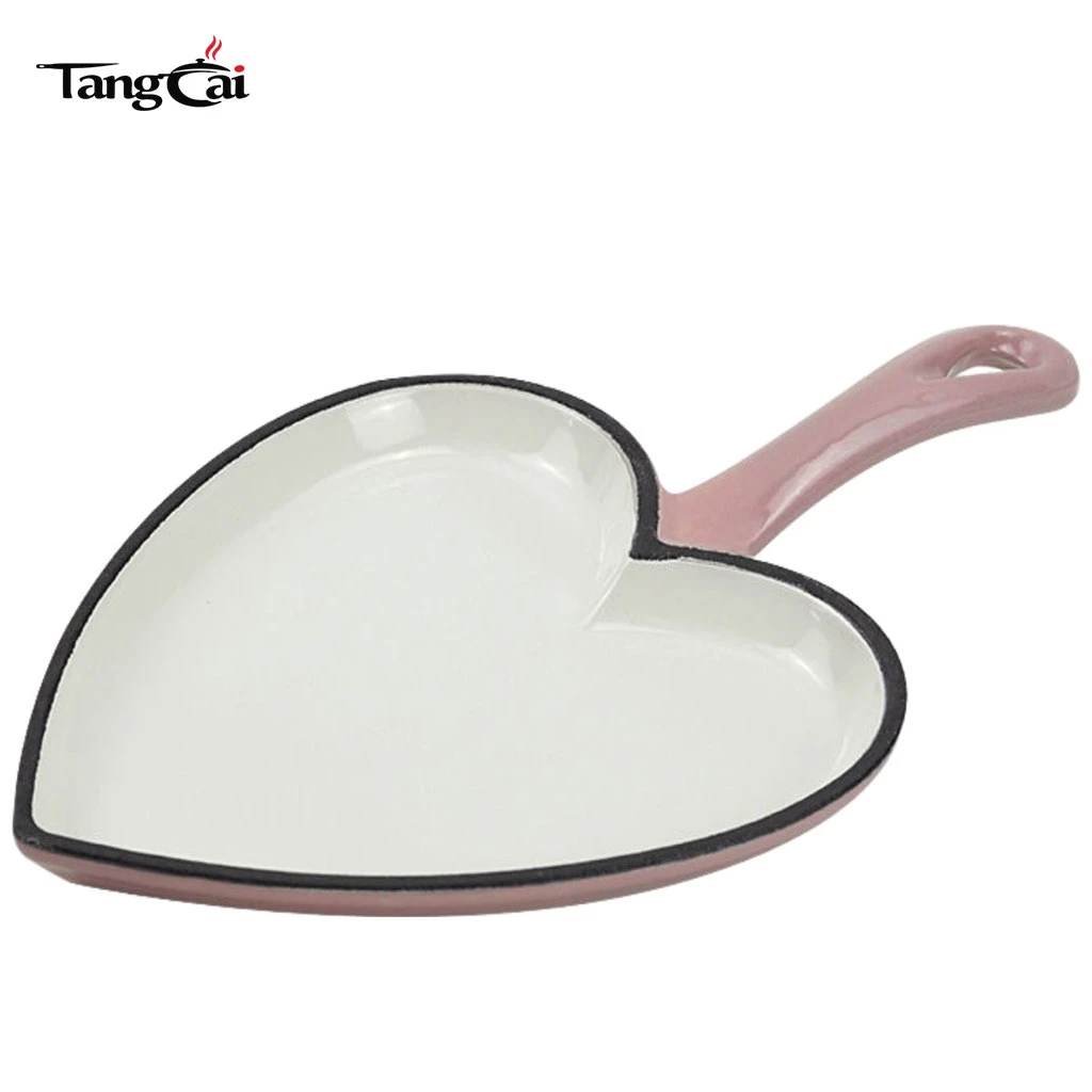 Mini-Backformen aus rosa emailliertem Gusseisen in Herzform Skillet