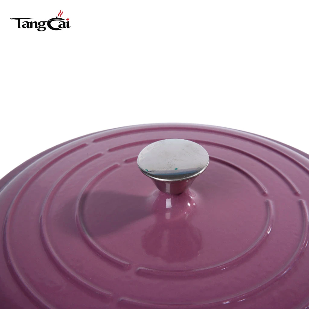 Grape Purple emaillierter flacher Dutch Oven aus Gusseisen, 3,8 QT Mehrzweck-Auflaufform f&uuml;r Meeresfr&uuml;chte
