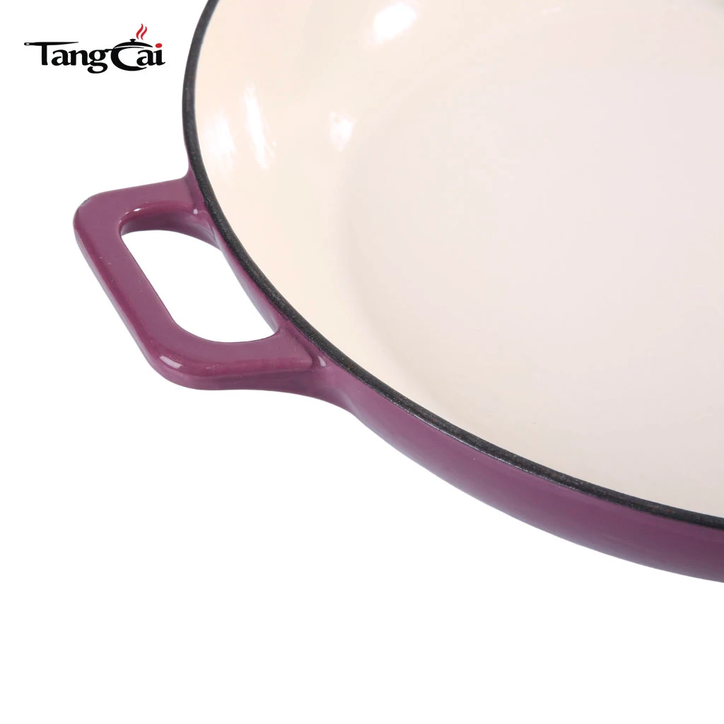 Grape Purple emaillierter flacher Dutch Oven aus Gusseisen, 3,8 QT Mehrzweck-Auflaufform f&uuml;r Meeresfr&uuml;chte