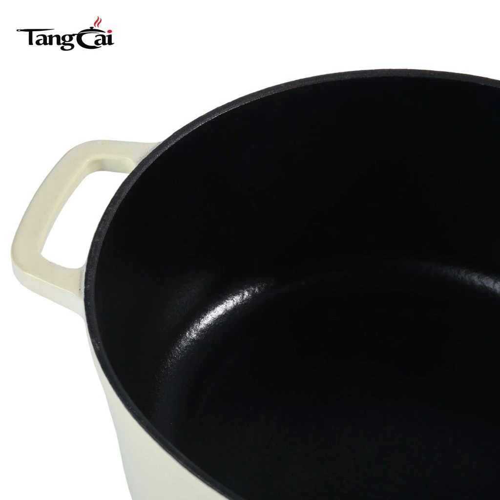 Minimalistisches 5,5 Quart rundes cremewei&szlig; emailliertes Gusseisen Dutch Oven