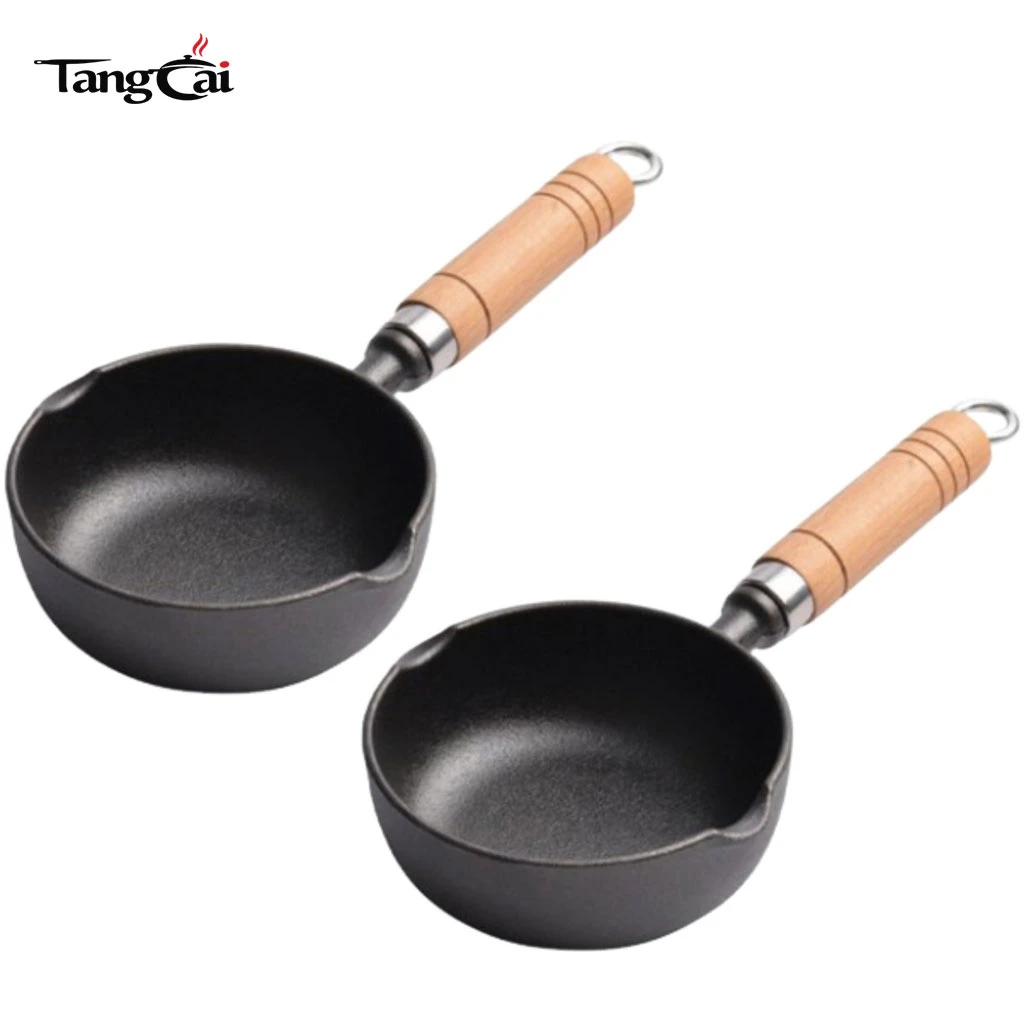 2-teilige Mini-Gusseisenpfanne, kleine Eierpfanne mit doppeltem Tropf Spout