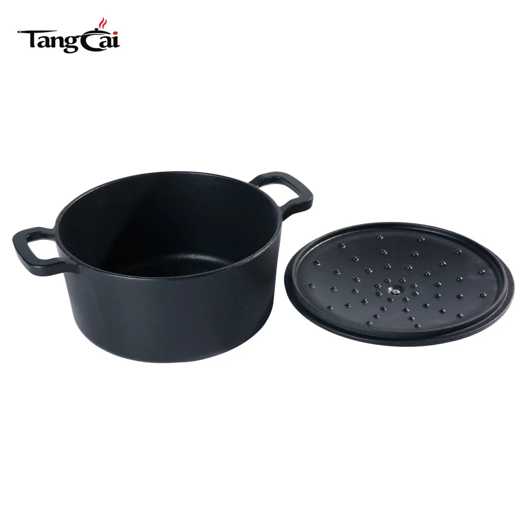7-Quart Schmortopf aus emailliertem Gusseisen &ndash; Mattschwarz &ndash; Robuster Schmortopf zum langsamen Garen, Schmoren und Backen