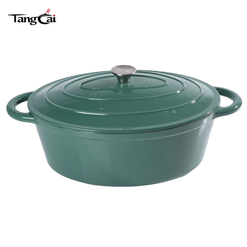 Gro&szlig;er ovaler Dutch Oven aus emailliertem Gusseisen mit 7 Quart Fassungsverm&ouml;gen und Deckel