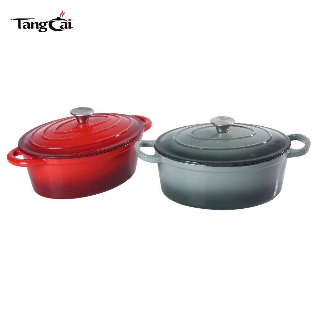 Gro&szlig;er 6,5QT ovaler Emaille-Gusseisen-Dutch-Ofen, gro&szlig;er, robuster Kochtopf f&uuml;r Familienkochen