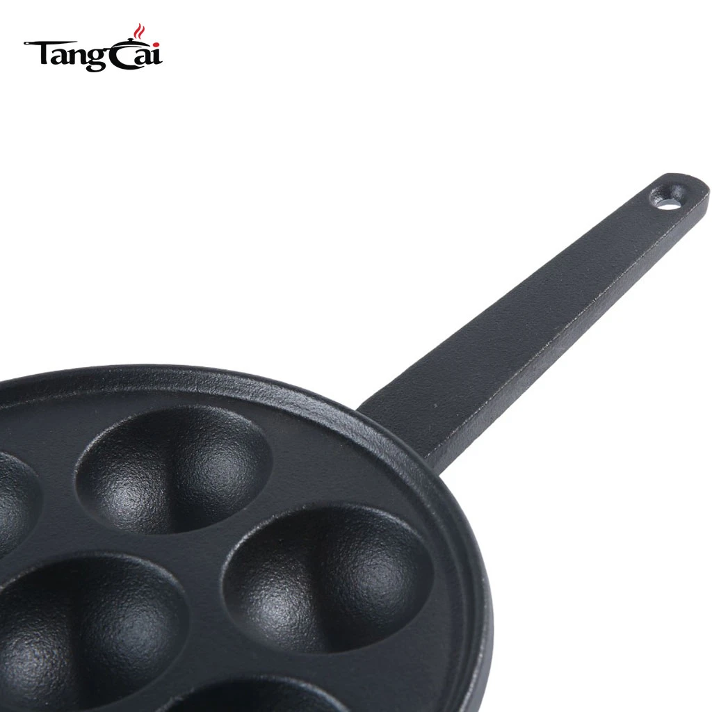 Takoyaki-Pfanne aus Gusseisen mit 7 L&ouml;chern, antihaftbeschichtete, vorgew&uuml;rzte Grillpfanne f&uuml;r Oktopusb&auml;llchen, Pfannkuchen-Puffs