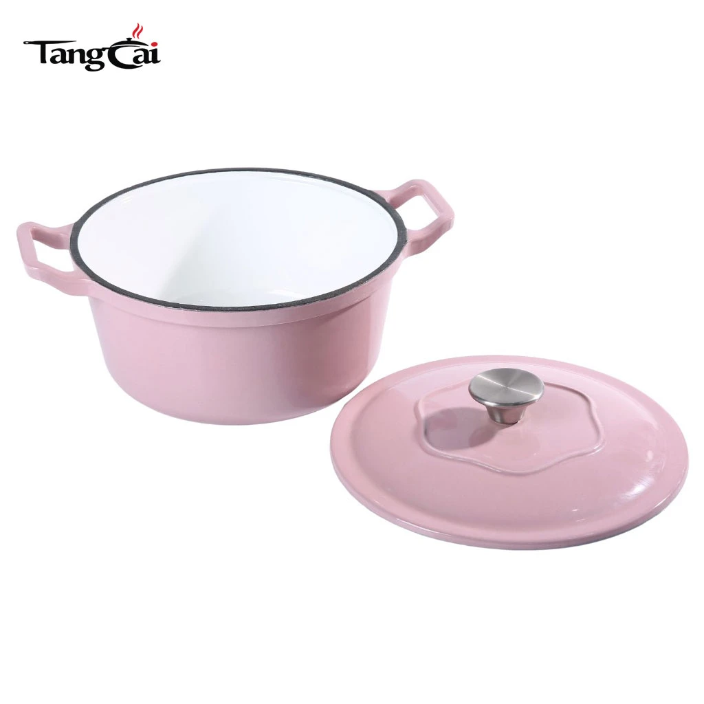 Trendy Pink Cookware 5,5 Quart emaillierter Schmortopf aus Gusseisen, verschiedene Gr&ouml;&szlig;en zur Auswahl