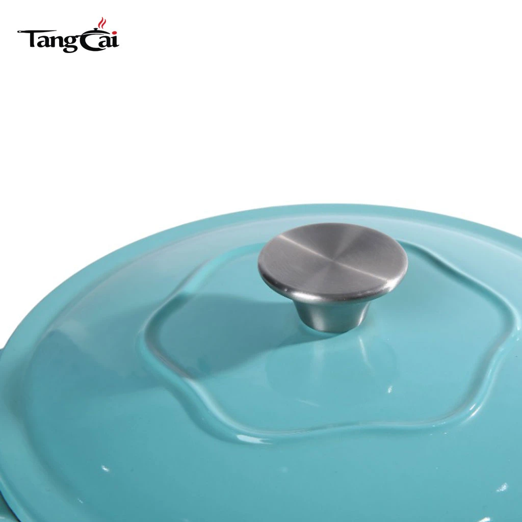 Klassisch 5QT Runder Schmortopf aus emailliertem Gusseisen &ndash; Tiffany-blauer Auflauf-Suppentopf zum Backen von Sauerteigbrot