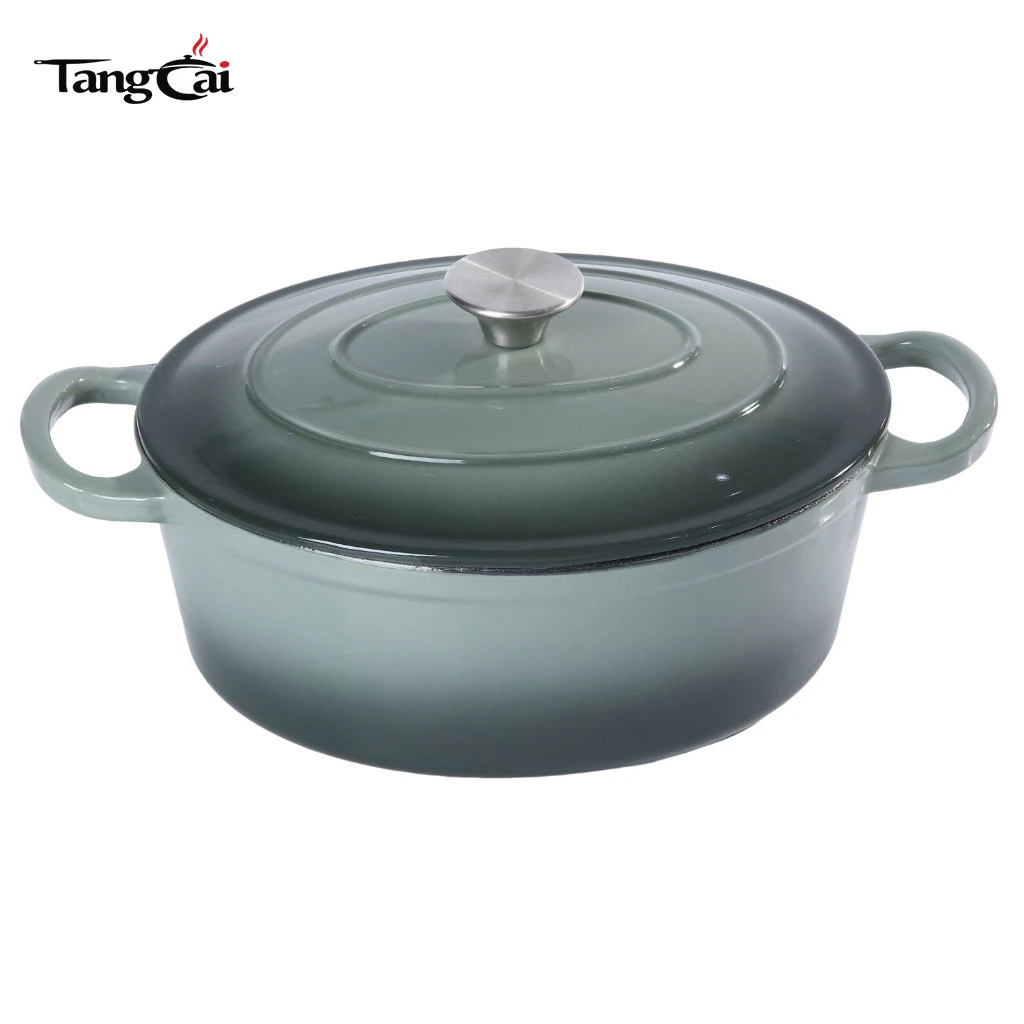 Gro&szlig;er 6,5QT ovaler Emaille-Gusseisen-Dutch-Ofen, gro&szlig;er, robuster Kochtopf f&uuml;r Familienkochen
