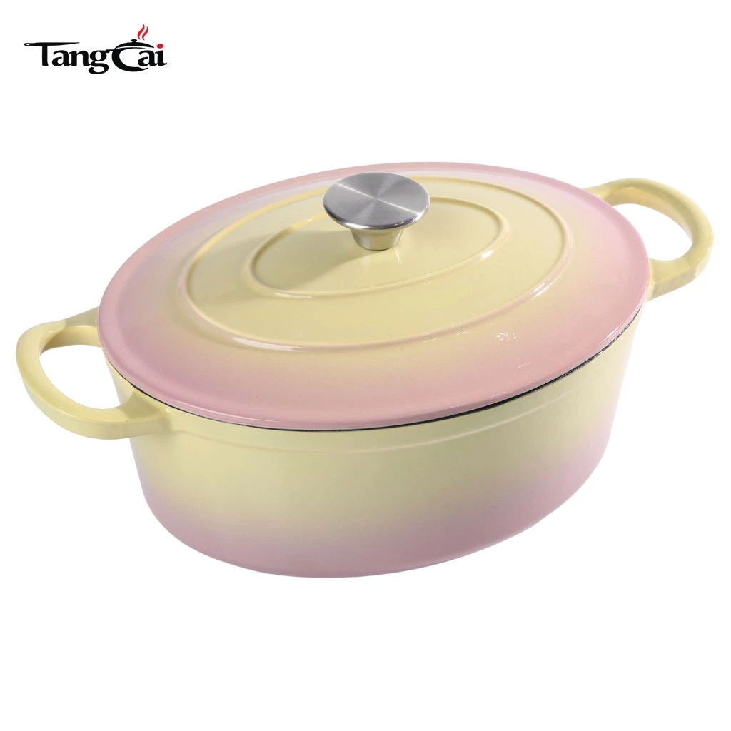 All-in-One-Kochgeschirr 6,5QT ovaler emaillierter Schmortopf aus Gusseisen &ndash; ovaler gro&szlig;er Suppentopf mit Deckel f&uuml;r Heimk&uuml;che und Catering