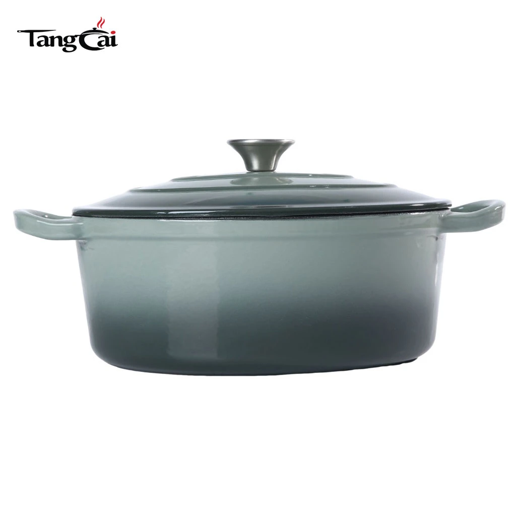 Gro&szlig;er 6,5QT ovaler Emaille-Gusseisen-Dutch-Ofen, gro&szlig;er, robuster Kochtopf f&uuml;r Familienkochen