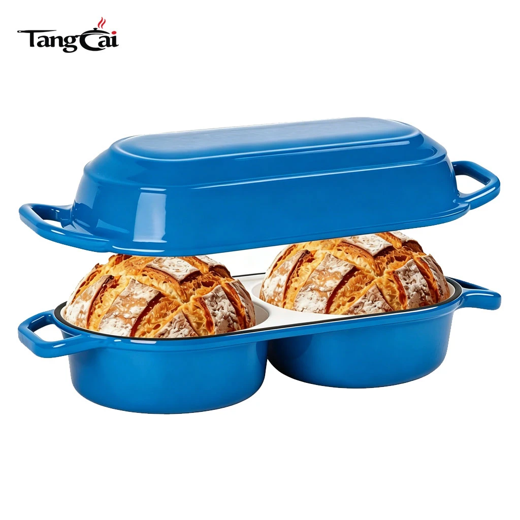2026 Trendige Gusseisen-Kastenform mit Deckel, 2,2 QT Double Dutch Oven zum Sauerteigbrotbacken