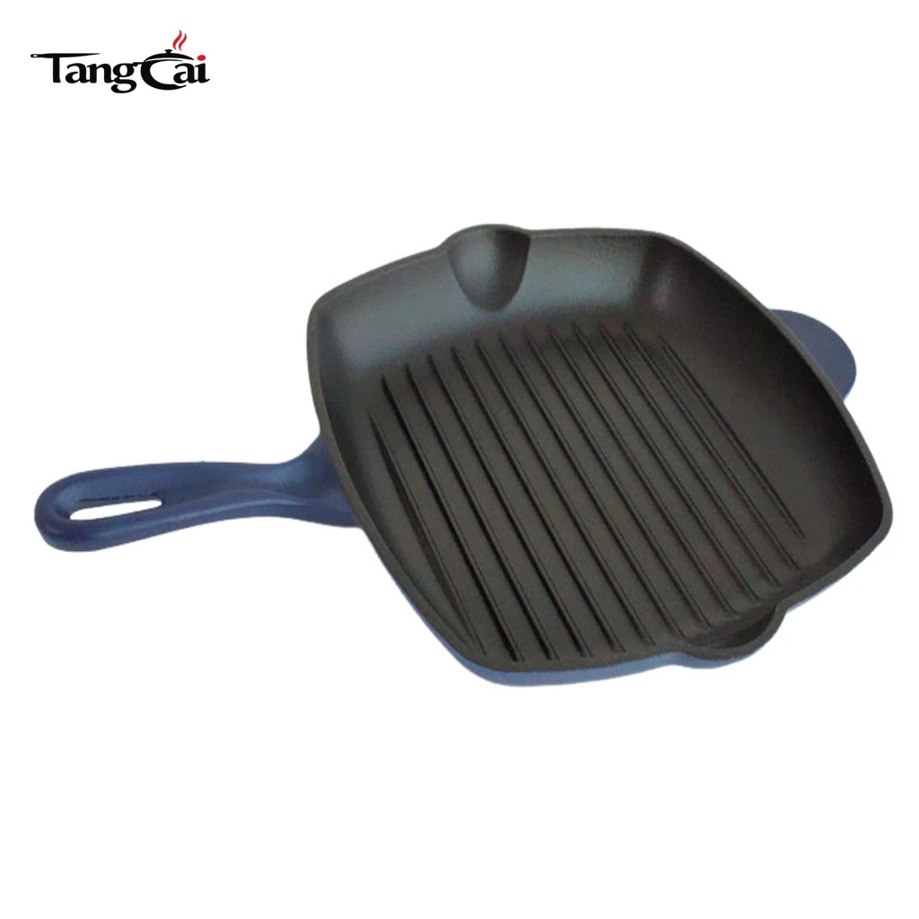 Hochwertiger 24 cm emaillierter Guss Eisenbratpfanne Grillpfanne