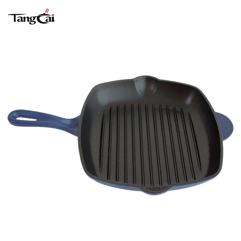 Hochwertiger 24 cm emaillierter Guss Eisenbratpfanne Grillpfanne