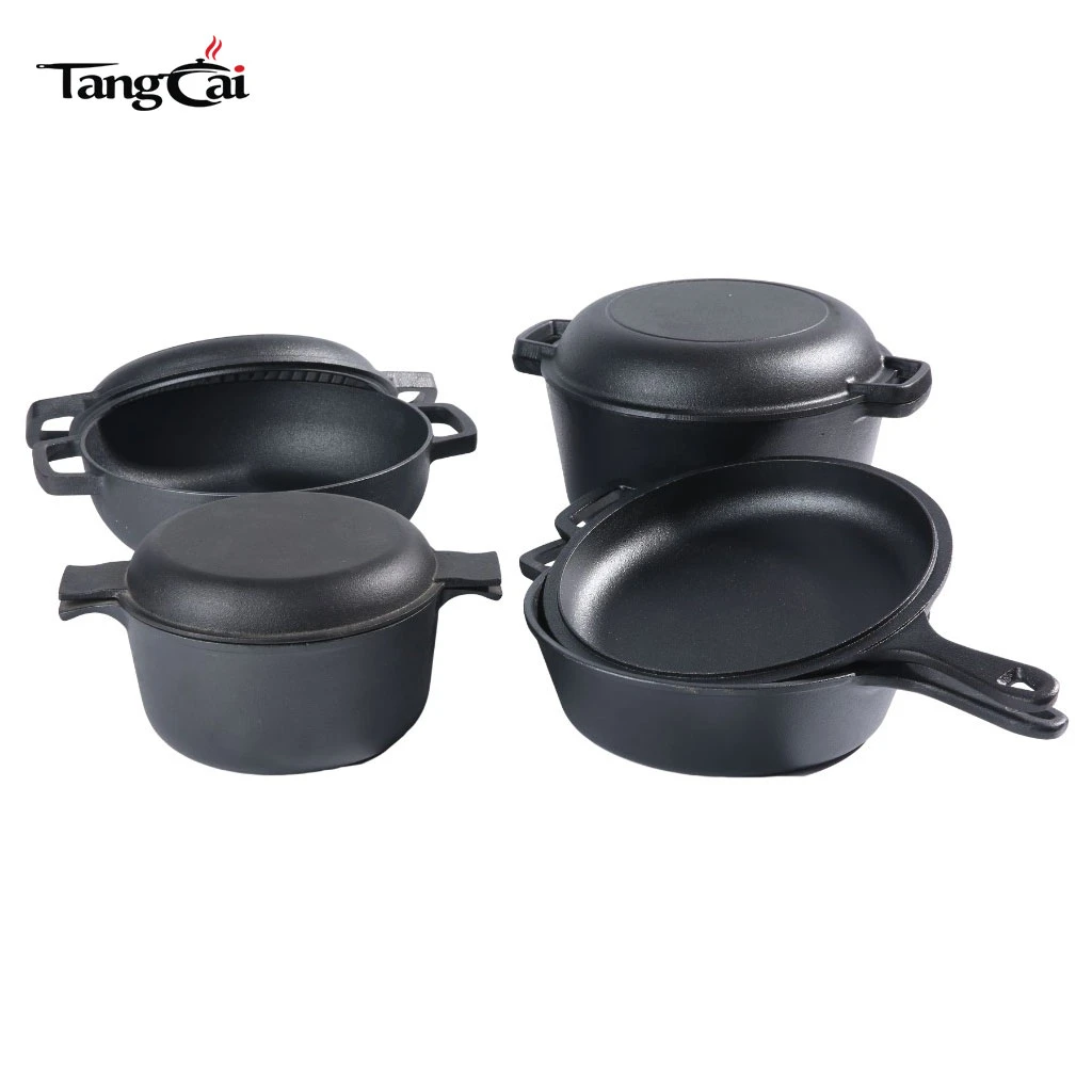 Mehrzweck-vorgew&uuml;rztes schwarzes Eisen Kombikocher-Set
