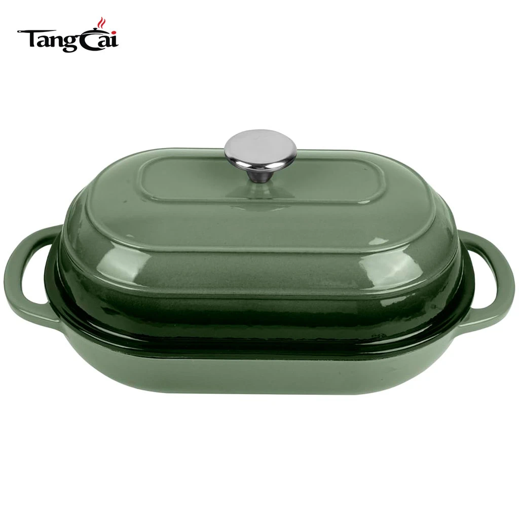 2026 Trending Bakeware 6QT Oval emaillierter Gusseisen-Brotbackofen mit Kuppeldeckel