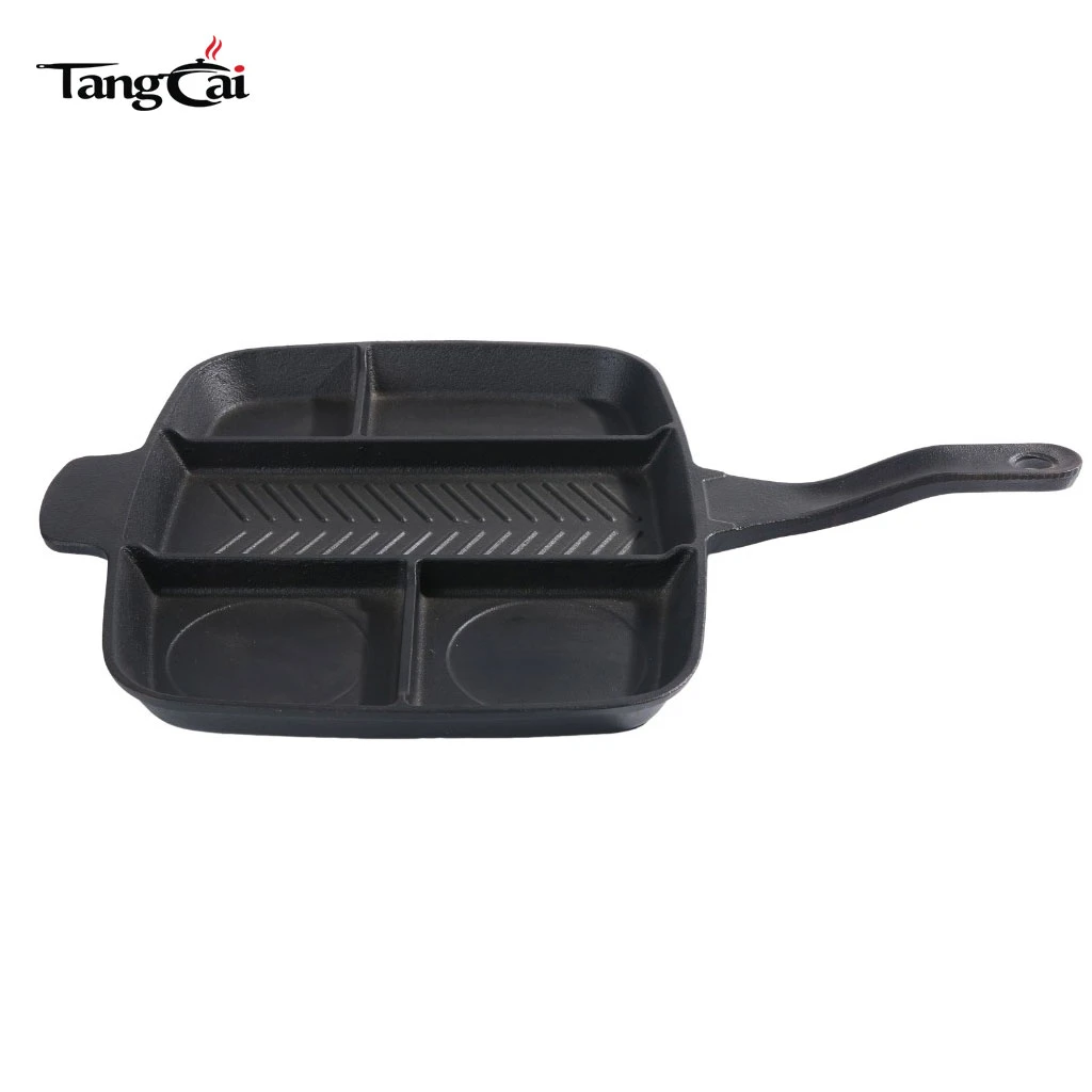 Hochbelastbare 5-in-1-Grillpfanne aus Gusseisen, geteilte Mehrzweck-Grillpfanne