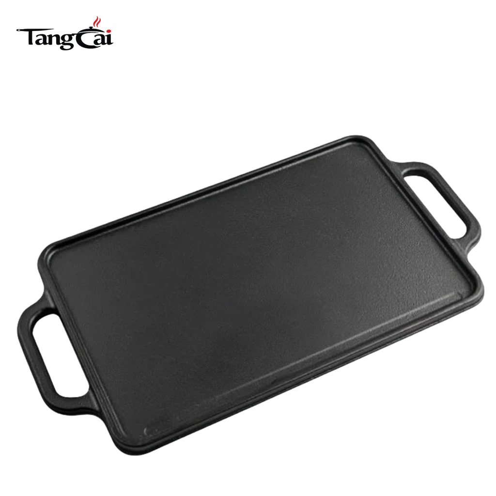 Gro&szlig;handel rechteckiger Gusseisen-Wendegrill BBQ Gusseisen-Plancha-Grillpfanne