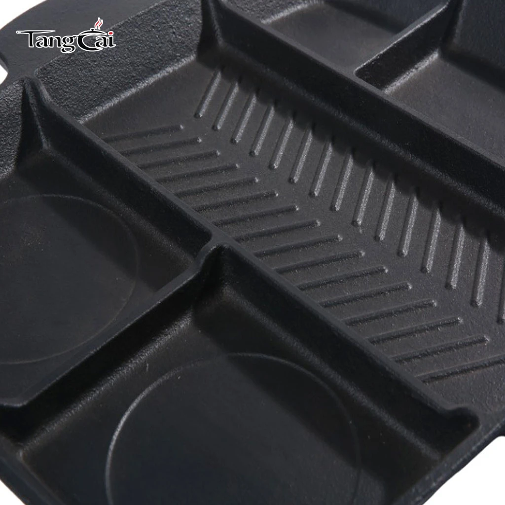 Hochbelastbare 5-in-1-Grillpfanne aus Gusseisen, geteilte Mehrzweck-Grillpfanne