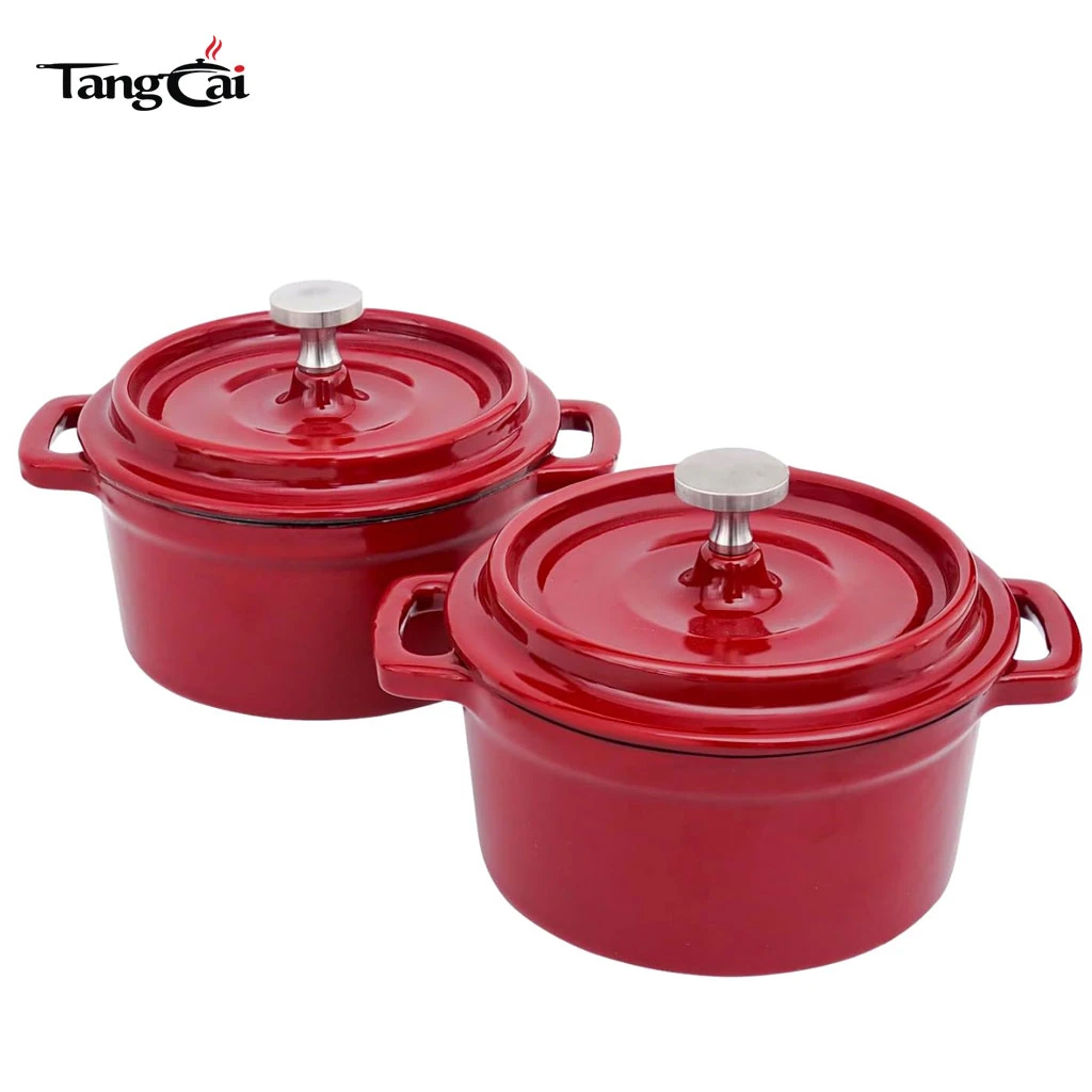 2-teilige Cocotte aus emailliertem Gusseisen | Mini-Emaille-Gusseisen-Auflauf | Perfekt f&uuml;r Dips und Desserts