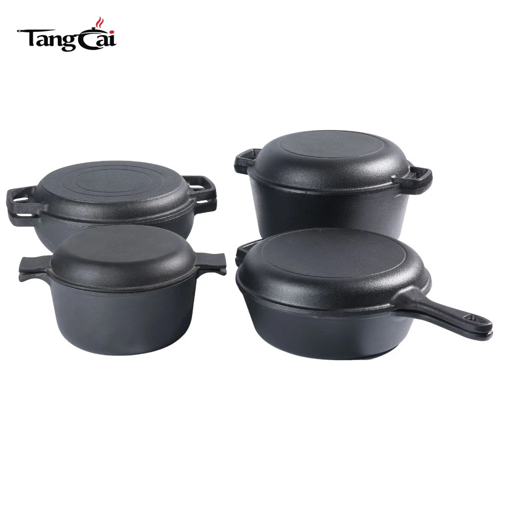 Mehrzweck-vorgew&uuml;rztes schwarzes Eisen Kombikocher-Set