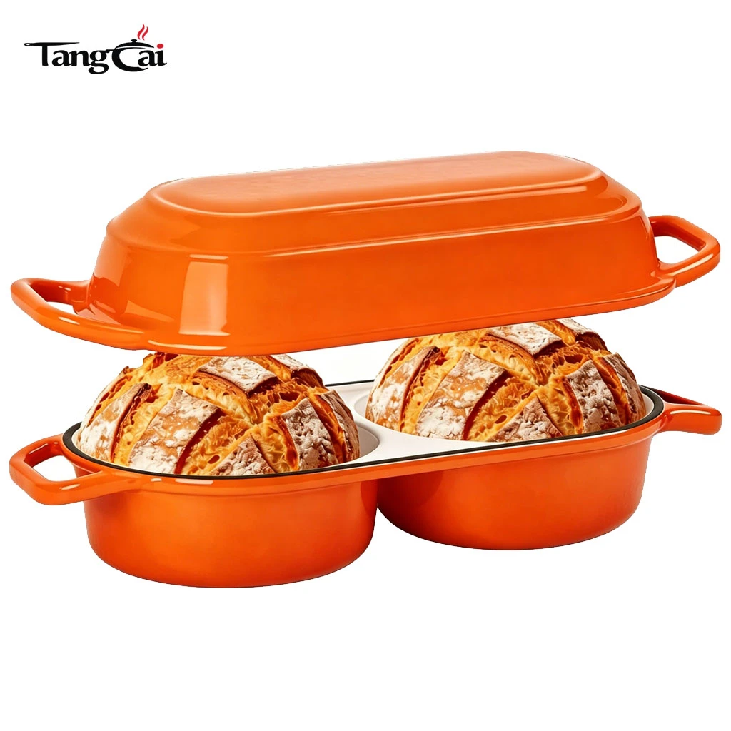 2026 Trendige Gusseisen-Kastenform mit Deckel, 2,2 QT Double Dutch Oven zum Sauerteigbrotbacken