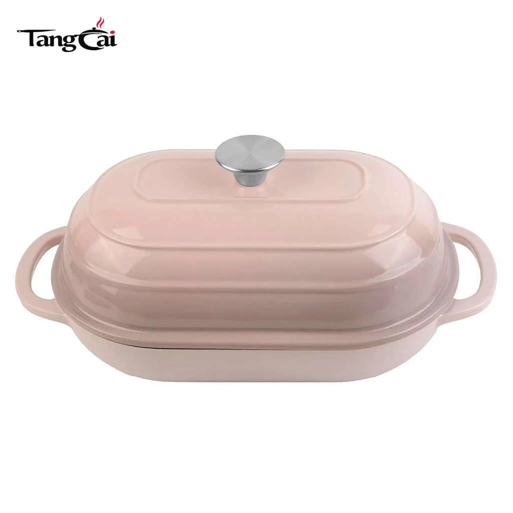 2026 Trending Bakeware 6QT Oval emaillierter Gusseisen-Brotbackofen mit Kuppeldeckel