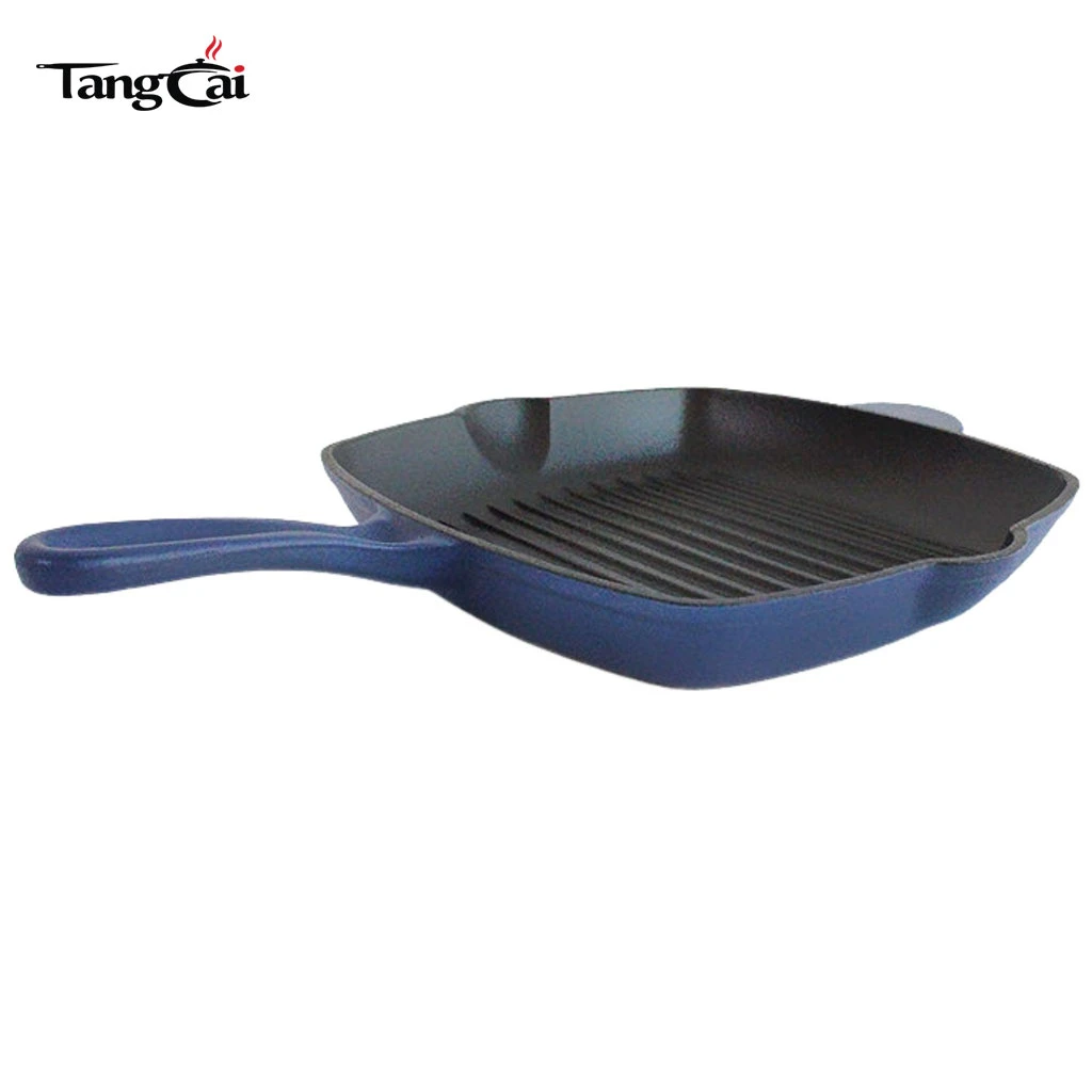 Hochwertiger 24 cm emaillierter Guss Eisenbratpfanne Grillpfanne