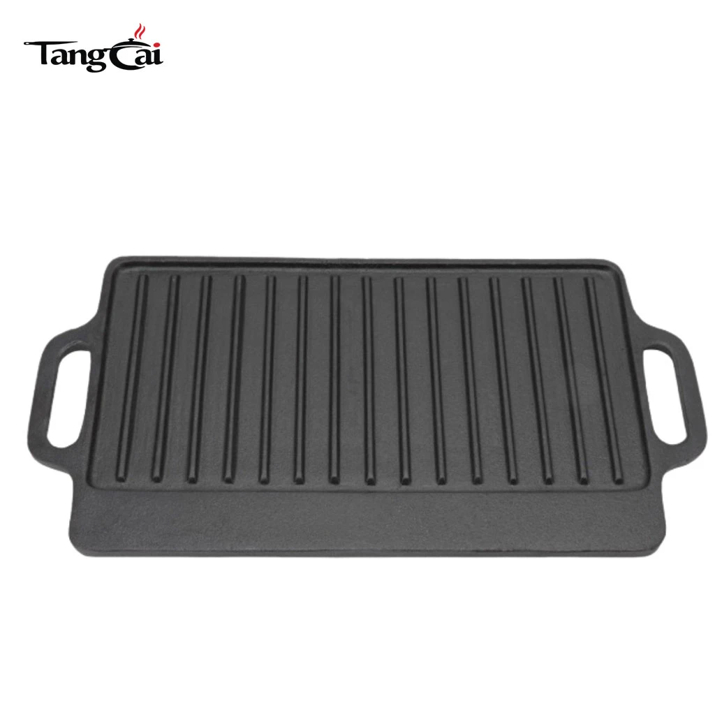 Gro&szlig;handel rechteckiger Gusseisen-Wendegrill BBQ Gusseisen-Plancha-Grillpfanne