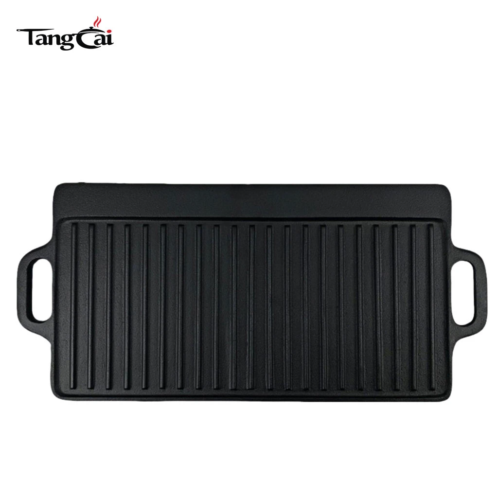 Gro&szlig;handel rechteckiger Gusseisen-Wendegrill BBQ Gusseisen-Plancha-Grillpfanne