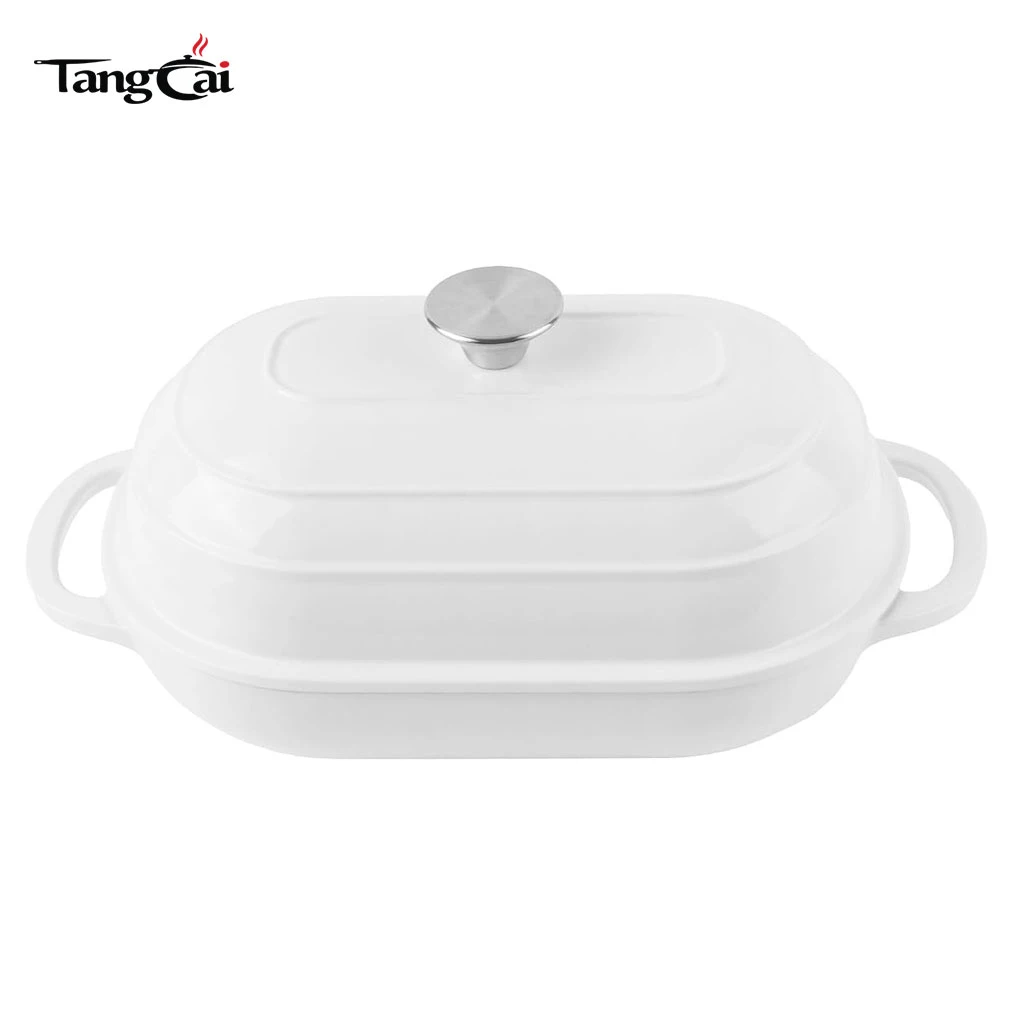 2026 Trending Bakeware 6QT Oval emaillierter Gusseisen-Brotbackofen mit Kuppeldeckel