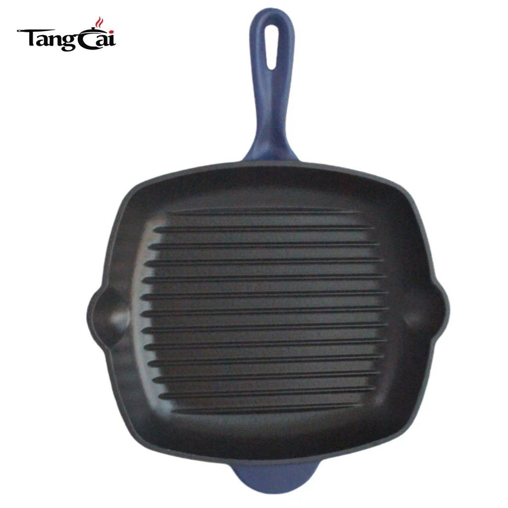 Hochwertiger 24 cm emaillierter Guss Eisenbratpfanne Grillpfanne