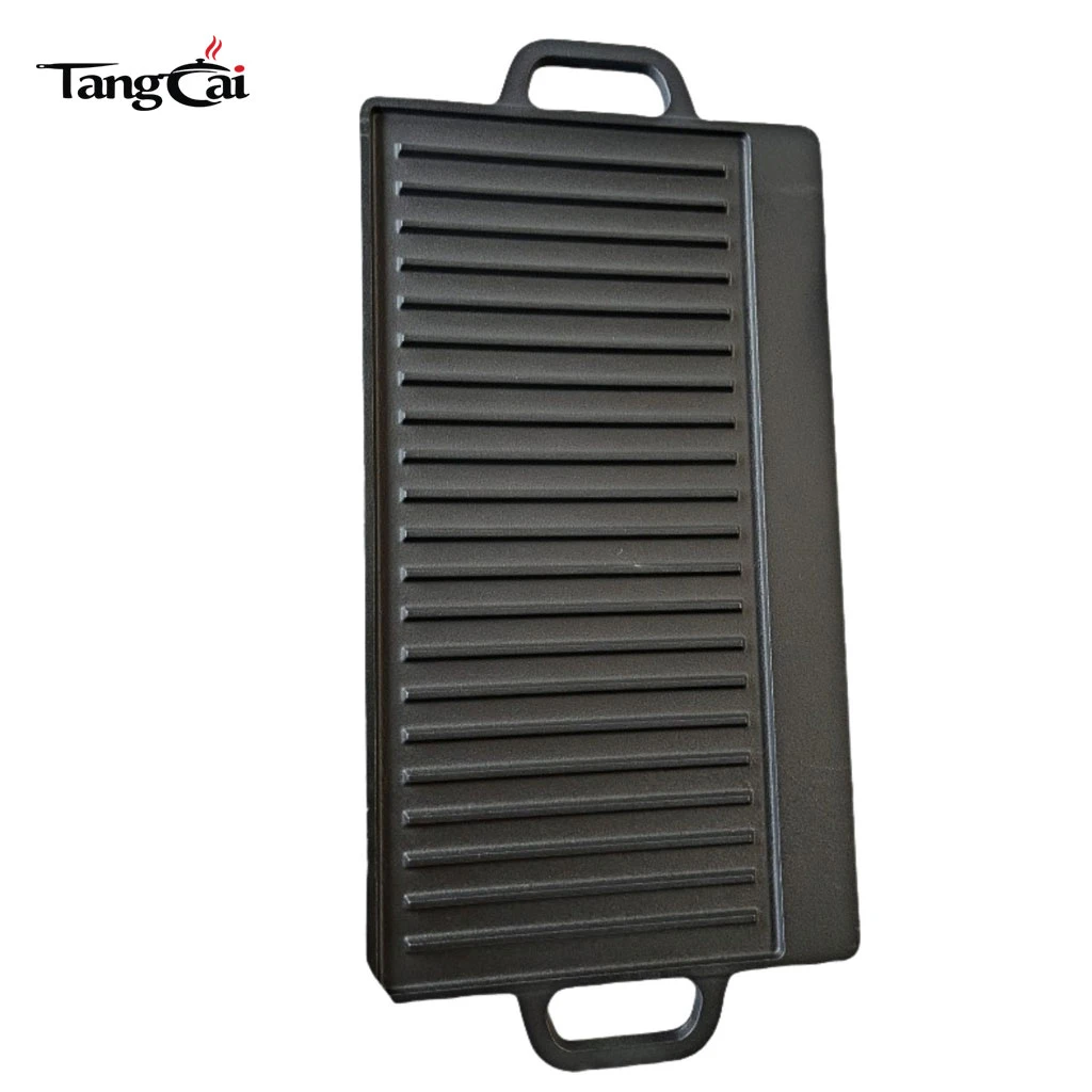Gro&szlig;handel rechteckiger Gusseisen-Wendegrill BBQ Gusseisen-Plancha-Grillpfanne