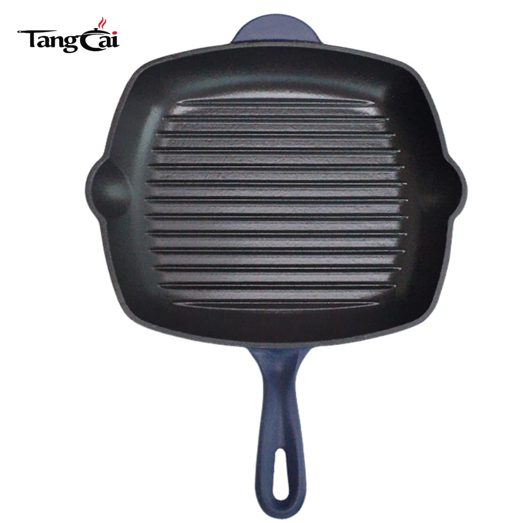 Hochwertiger 24 cm emaillierter Guss Eisenbratpfanne Grillpfanne