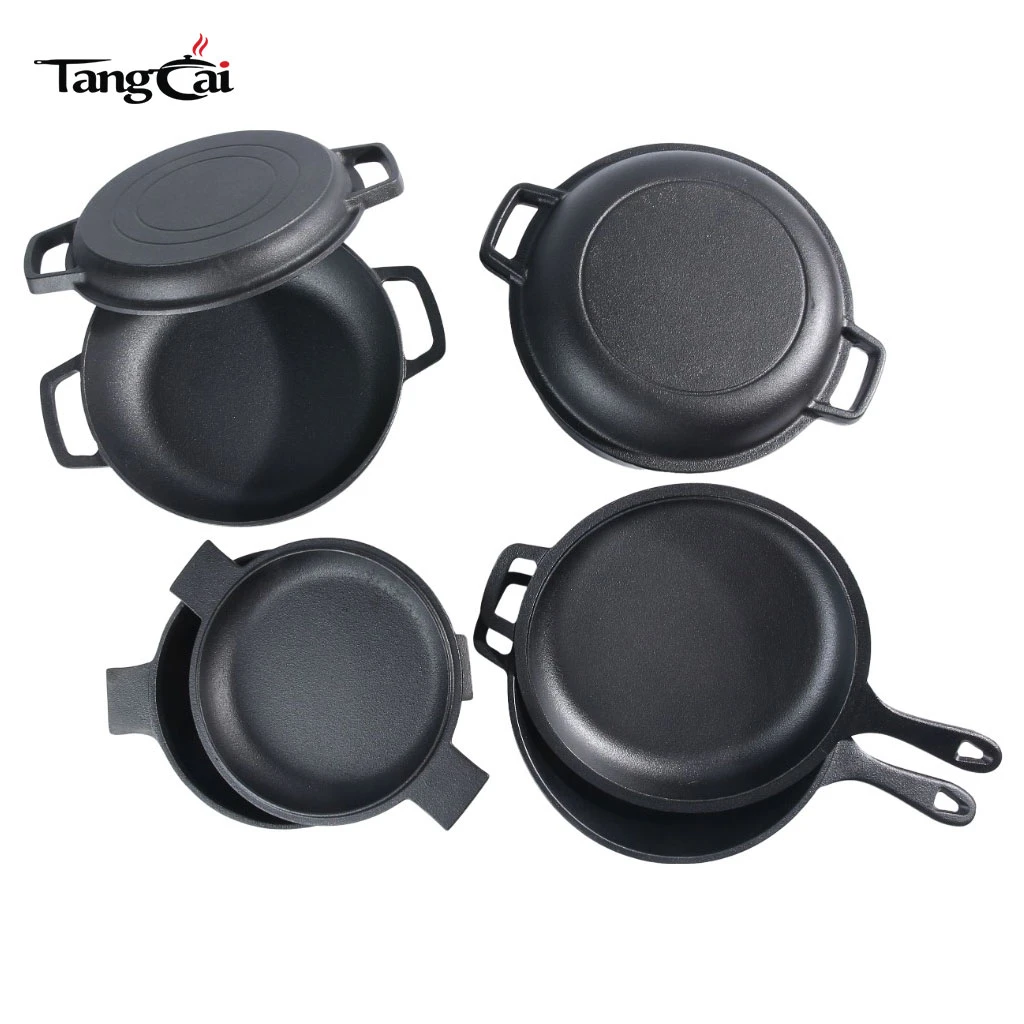 Mehrzweck-vorgew&uuml;rztes schwarzes Eisen Kombikocher-Set